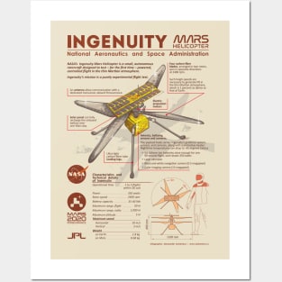 Ingenuity Mars helicopter infographic tshirts Posters and Art